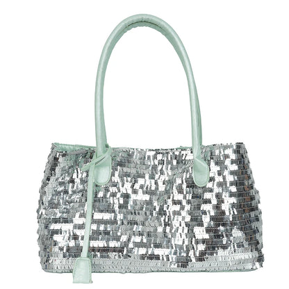 Sequined Underarm Evening Tote - Large Capacity