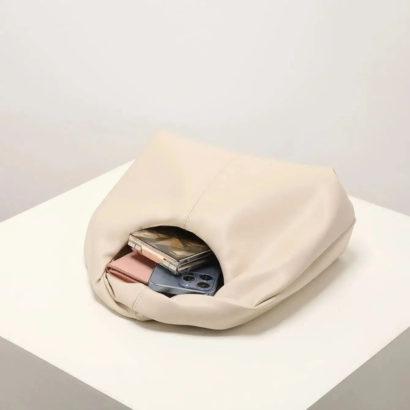 Ruched Square Clutch Bag - Twist Top Design