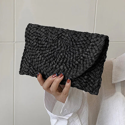 Handwoven Straw Envelope Clutch Bag