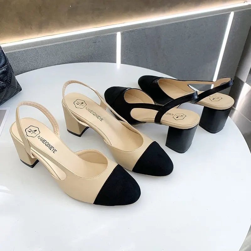 Closed Square Toe Mule Heel Sandals