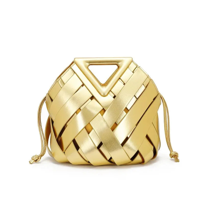 Woven Vegan Leather Tote Bag - Top Handle Crossbody