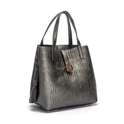 CH Embossed Tote Crossbody Bag - Letter Print Design