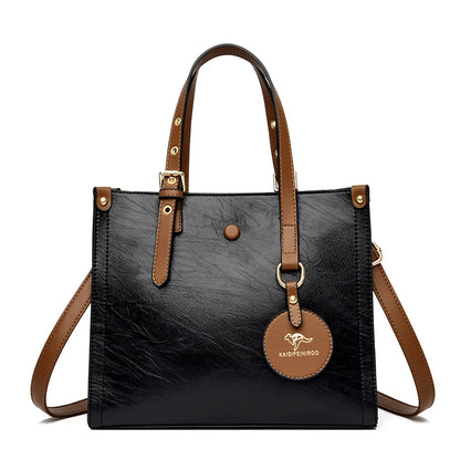 Vintage Three-Layer Leather Tote Bag - Everyday Carry