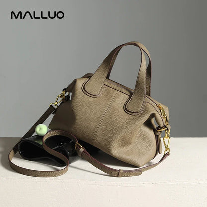 Retro Cow Leather Shoulder Bag - Spacious Crossbody Carry