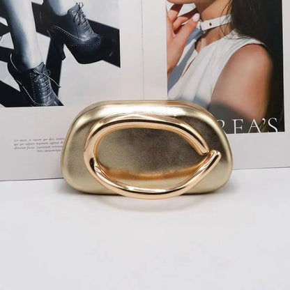Gold Metal Box Evening Clutch Bag