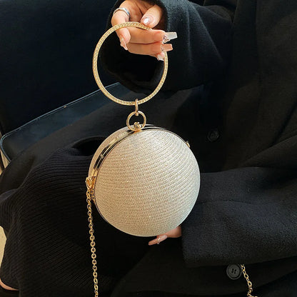 Metal Ring Evening Bag - Round Ball Clutch