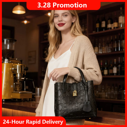 CH Embossed Tote Crossbody Bag - Letter Print Design