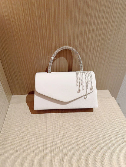 Vintage Velvet Flap Evening Bag - Tassel Chain Accent