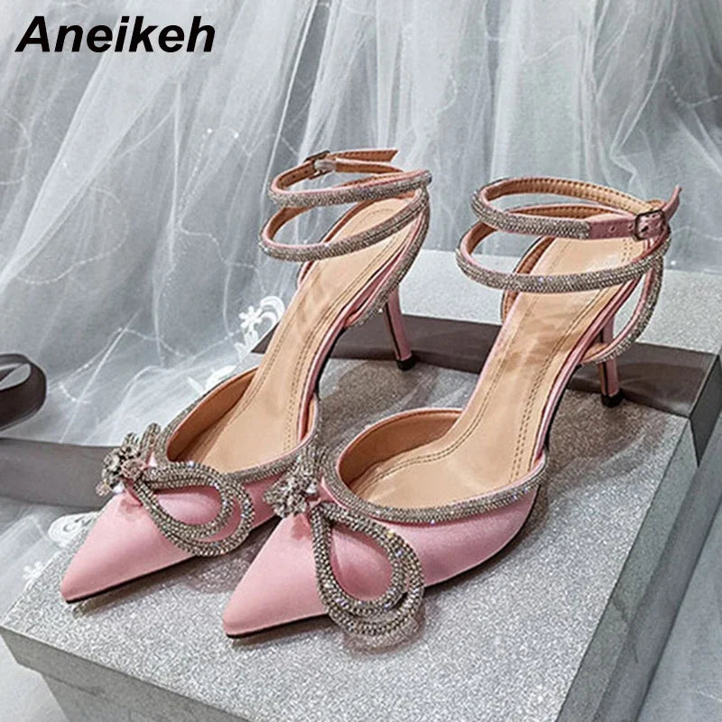 Crystal Butterfly Knot Pointed Toe Pumps