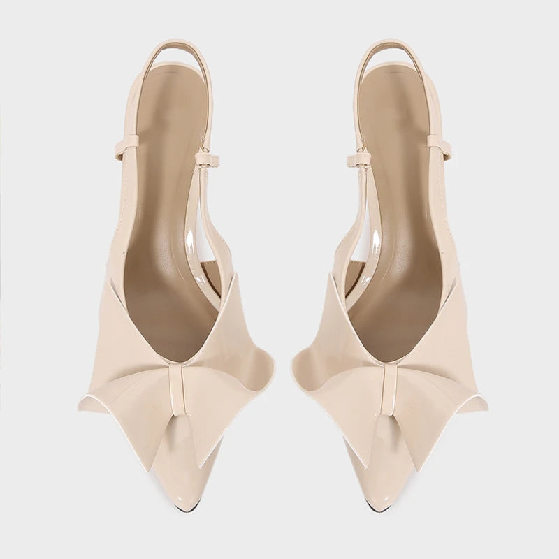 Patent Bow Slingback Stiletto Heels
