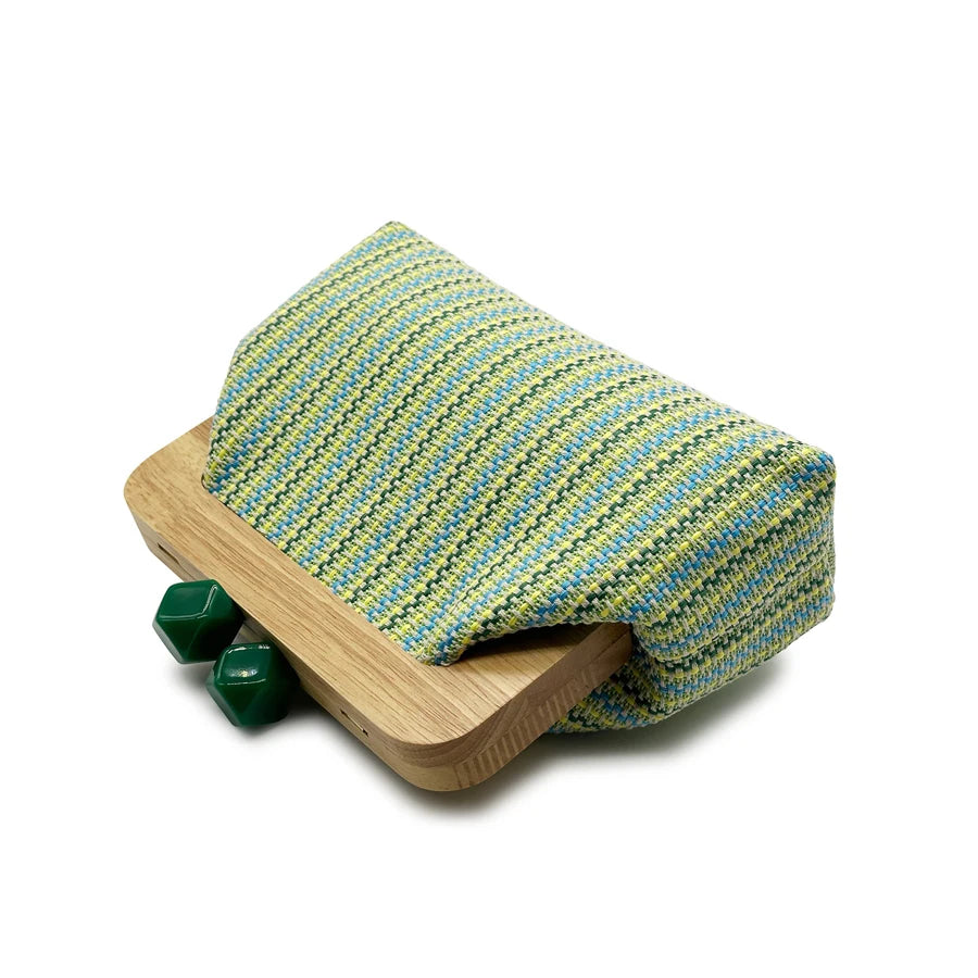 Striped Woven Shell Clutch Bag