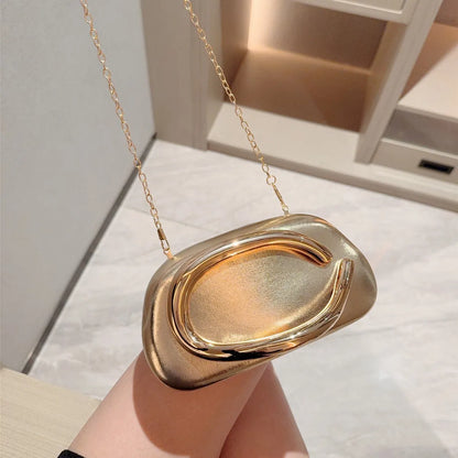 Gold Metal Box Evening Clutch Bag