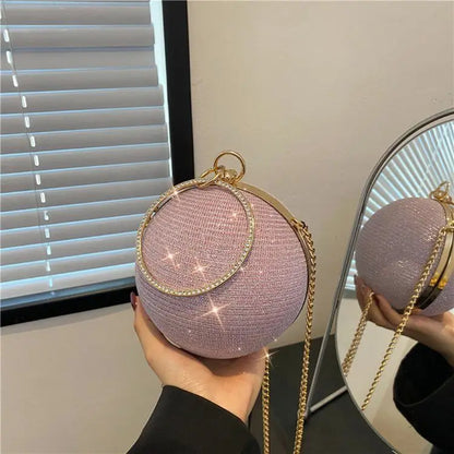 Metal Ring Evening Bag - Round Ball Clutch