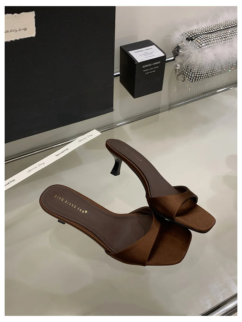 Patent Leather Open-Toe Mule Slide Heels