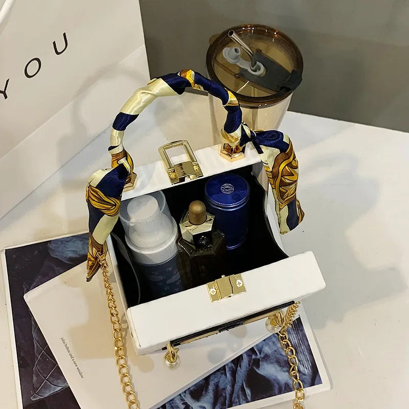 Structured Leather Party Box Bag - Hip-Hop Edge