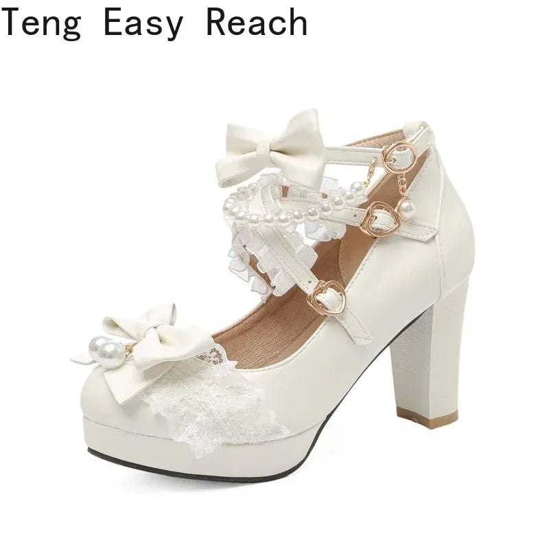 Strawberry Bow Mary Jane Pumps