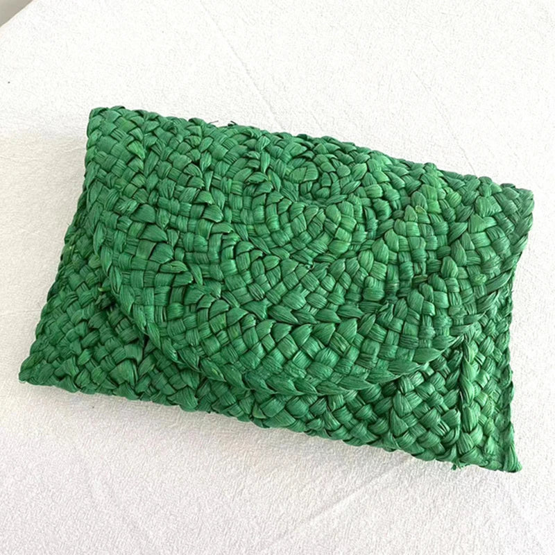 Handwoven Straw Envelope Clutch Bag