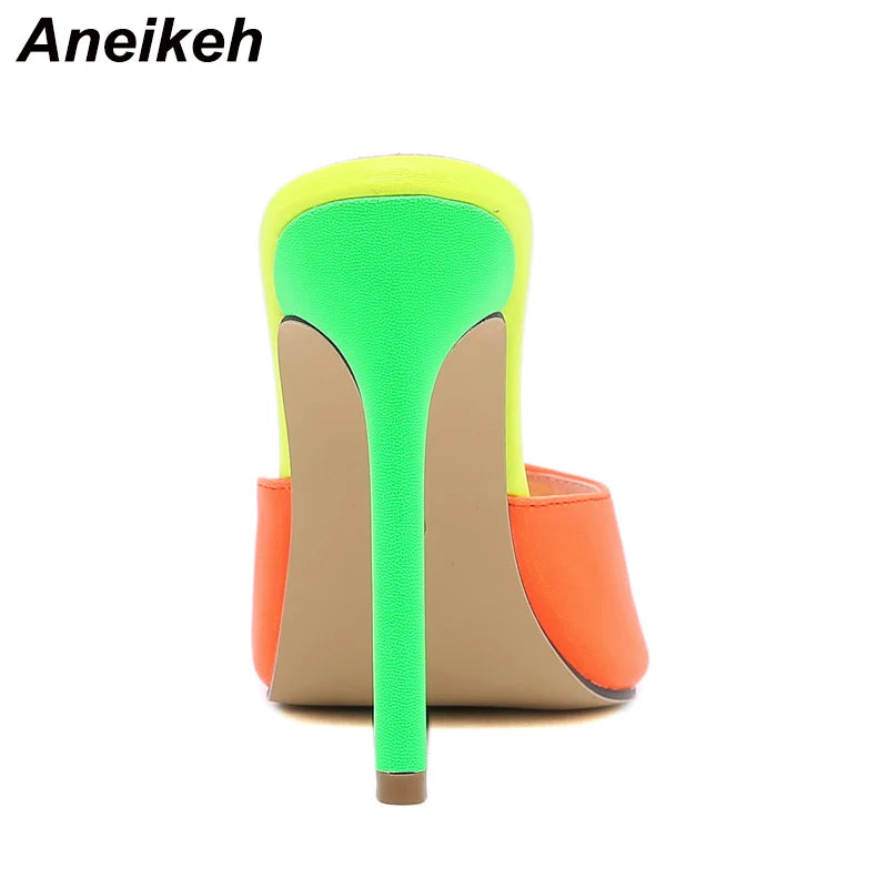 Pointed Toe Mule Heel Sandals