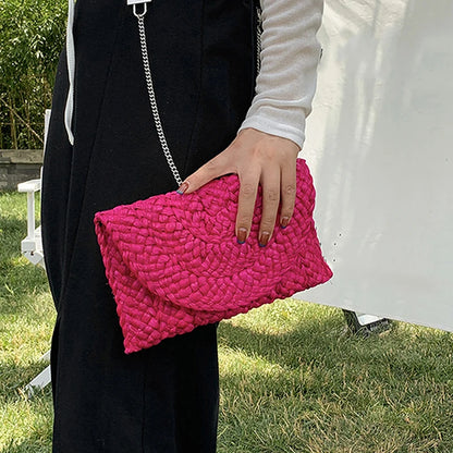 Handwoven Straw Envelope Clutch Bag