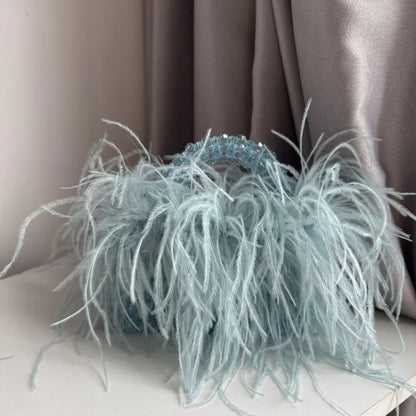 Pearl Bead Feather Box Bag - Handmade Party Piece