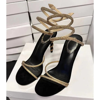 Crystal Snake Coil Gladiator Sandals