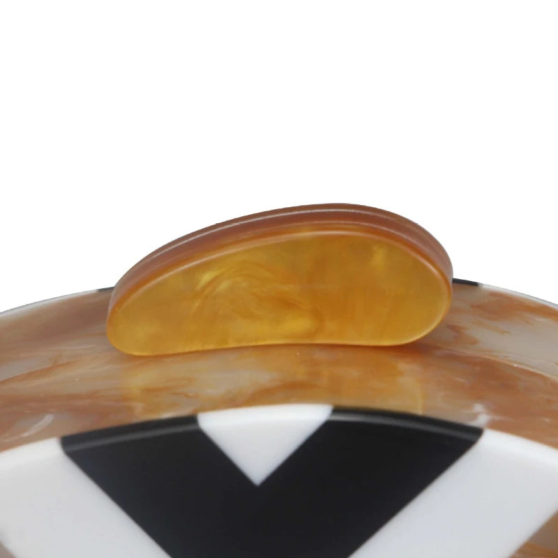 Oval Pearl Box Clutch Bag - Patchwork Chain Design