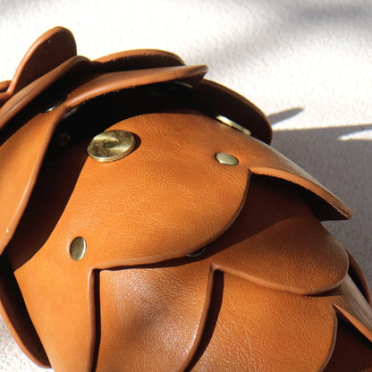 Statement Evening Clutch Bag - Sculpted Brown Design