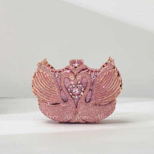 Swan Rhinestone Evening Clutch - Boutique Statement