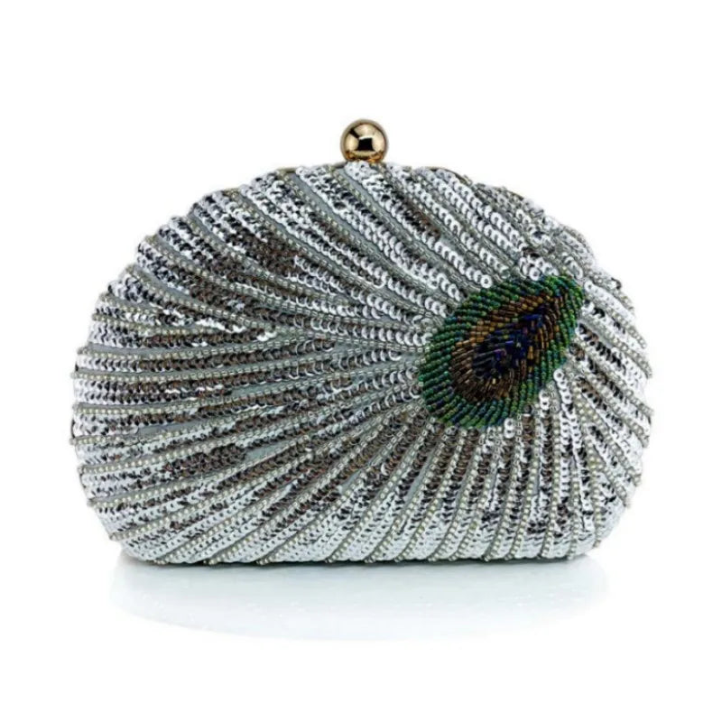 Sequin Shell Evening Clutch Bag