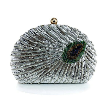 Sequin Shell Evening Clutch Bag