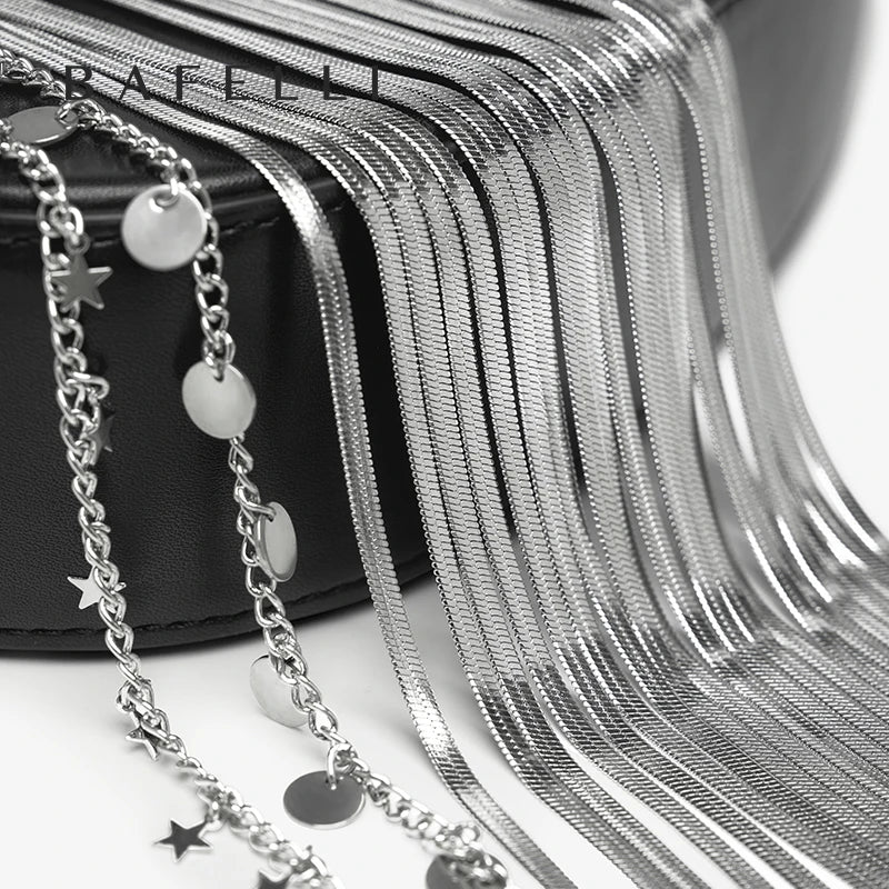 Tassel Saddle Crossbody Bag - Genuine Leather