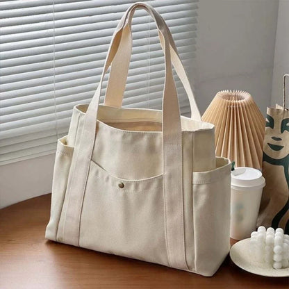 Canvas Commuter Tote Bag - College Book Carry