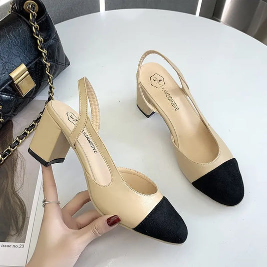 Closed Square Toe Mule Heel Sandals