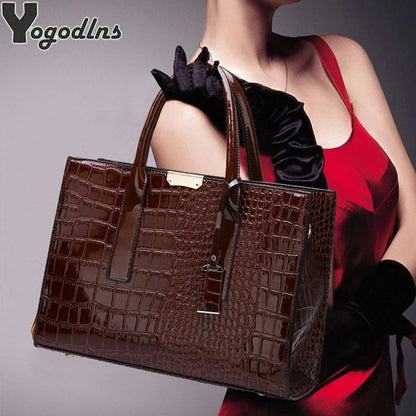 Alligator Patent Crossbody Tote Bag - Retro Finish