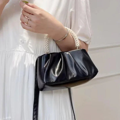 Luxury Pearl Handle Square Evening Clutch Bag