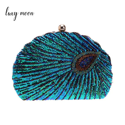 Sequin Shell Evening Clutch Bag
