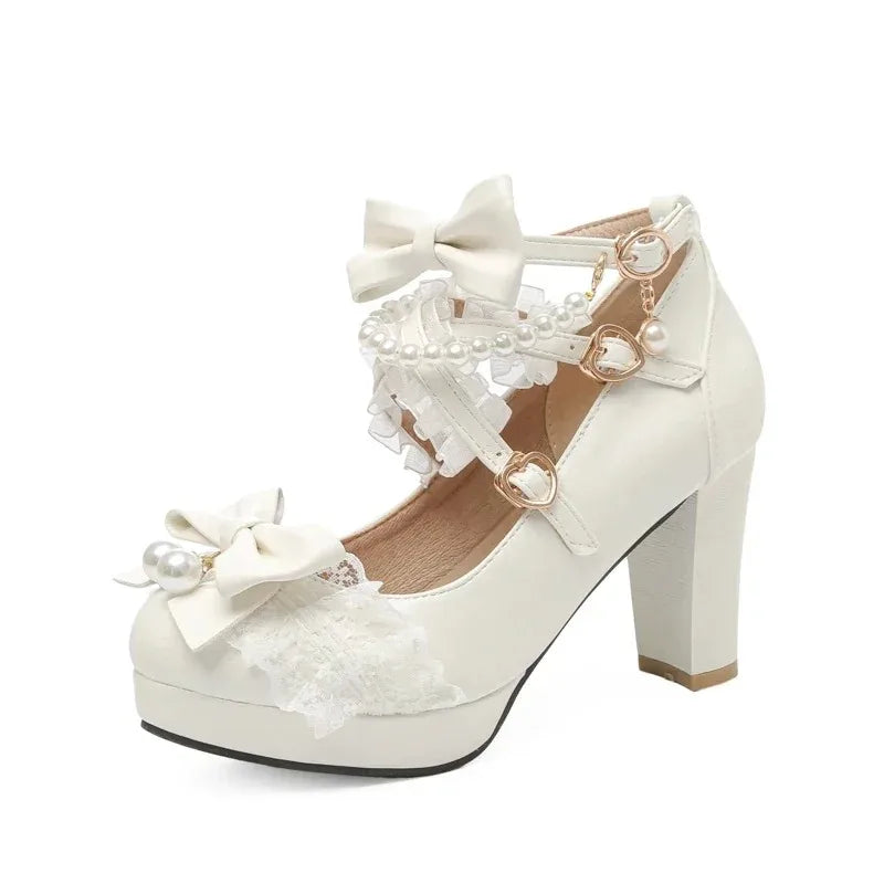 Strawberry Bow Mary Jane Pumps