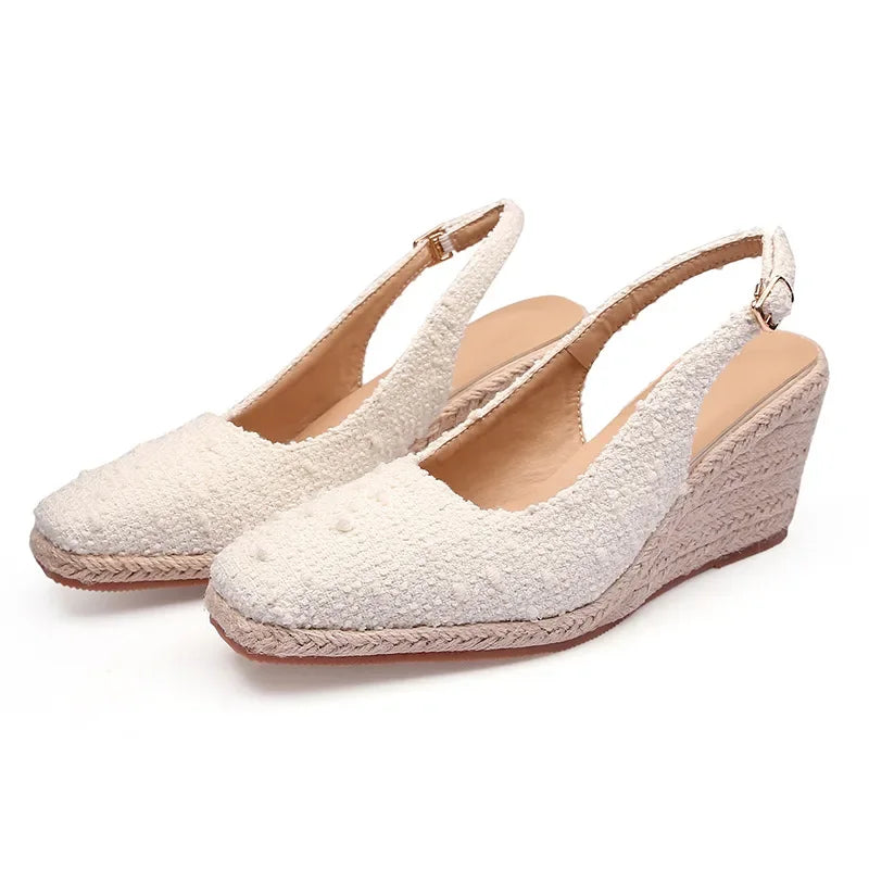Straw Wedge Espadrille Sandals
