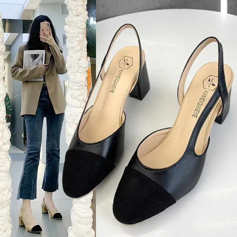 Closed Square Toe Mule Heel Sandals