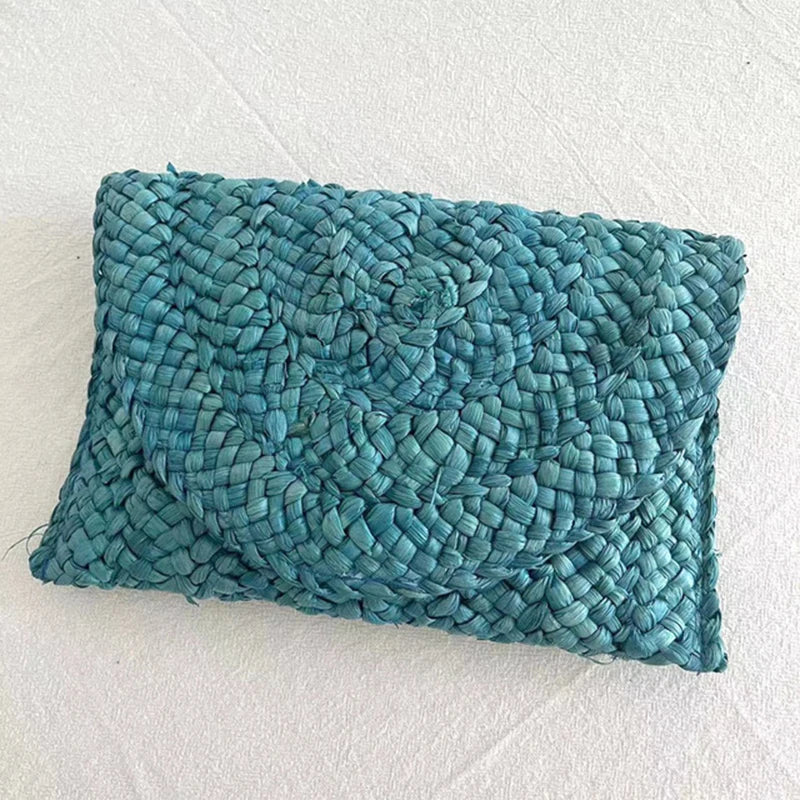 Handwoven Straw Envelope Clutch Bag