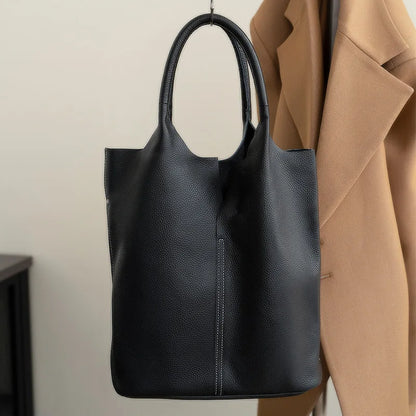 Soft Cowhide Bucket Tote Bag - Commuter Edition