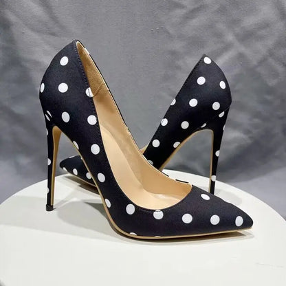 Polka Dot Satin Bow Stiletto Pumps