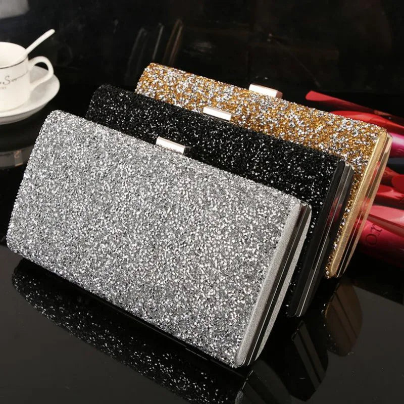 Diamond Sequin Two-Chain Evening Clutch