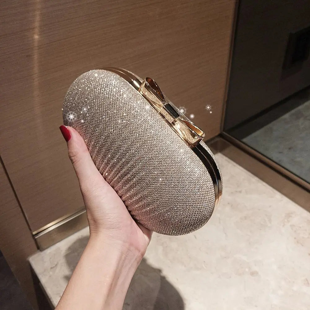 Beaded Egg Shape Rhinestone Evening Clutch