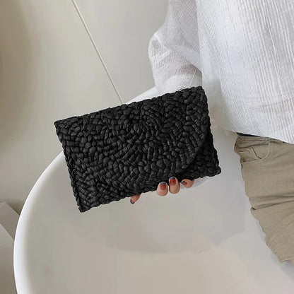 Handwoven Straw Envelope Clutch Bag