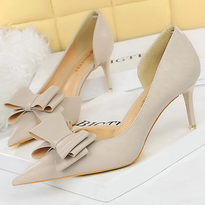 Bow Knot Pointed Toe Stiletto Pumps