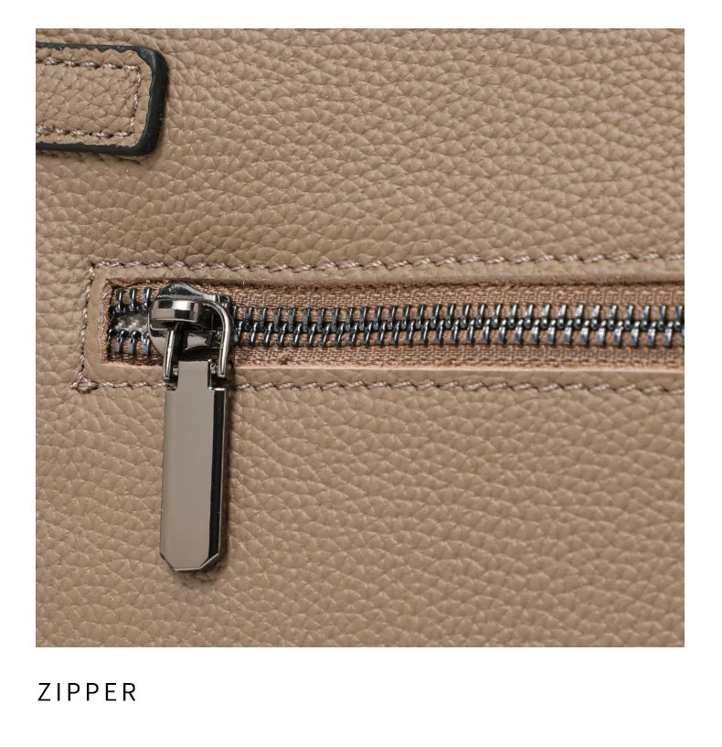 Genuine Cowhide Tote Bag - Simple Occupation Style