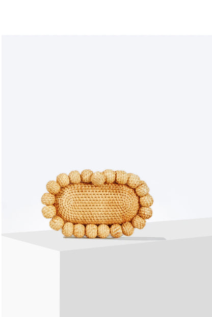 Luxury Rattan Egg Box Clutch Bag