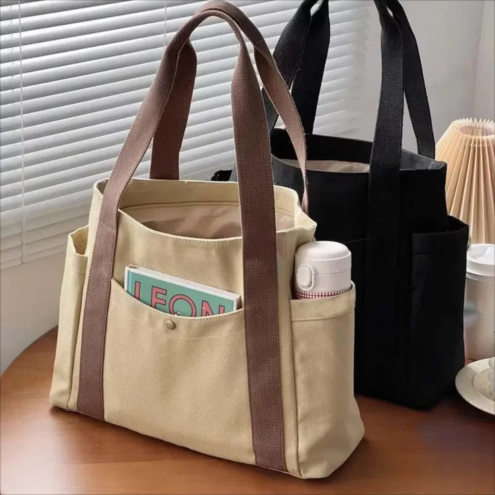 Canvas Commuter Tote Bag - College Book Carry