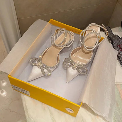 Crystal Butterfly Knot Pointed Toe Pumps